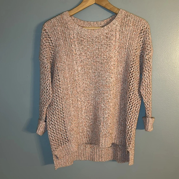 Madewell Marled Plaza Pullover Sweater, Sz XS, Marled Coral, Cotton Top - Picture 3 of 10